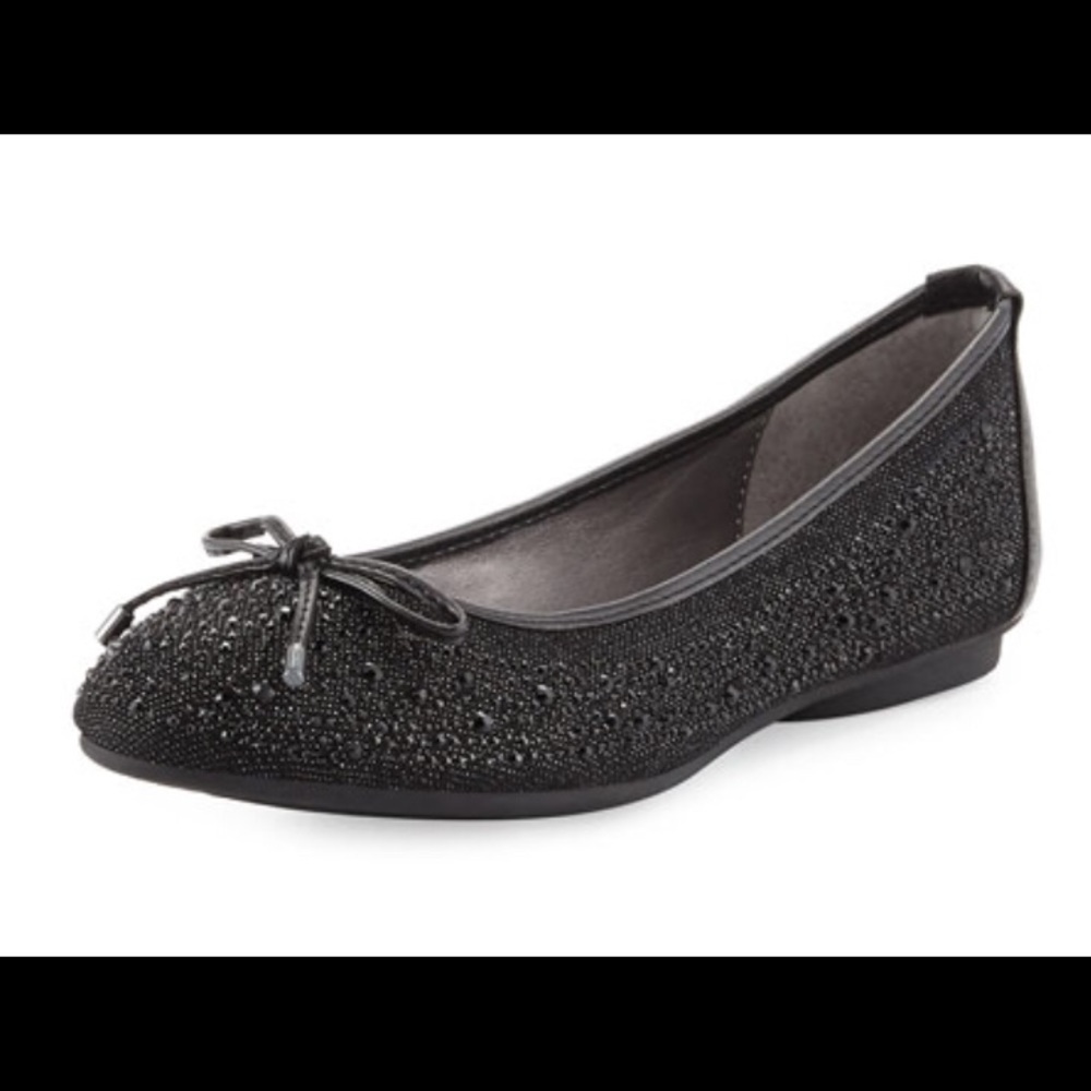 Adrienne Vitadini Beaded Black Cathi Flats
